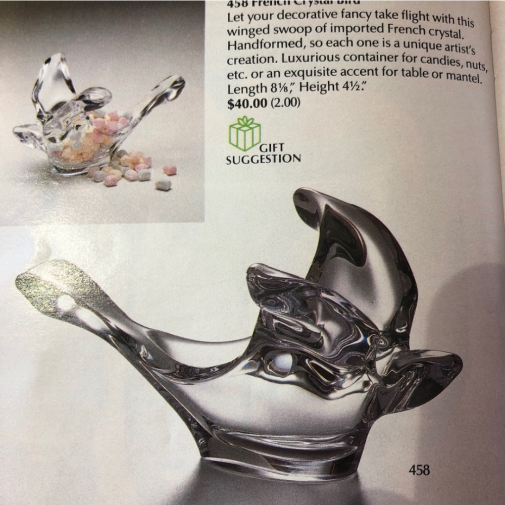 Heavy Princess House Art Glass Crystal Bird candy